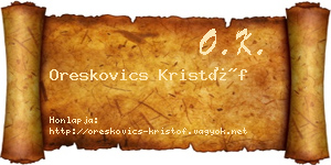 Oreskovics Kristóf névjegykártya